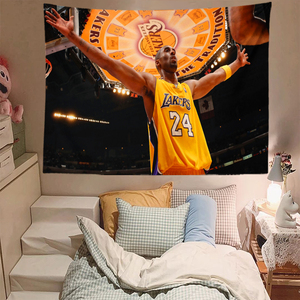 科比球星墙布湖人标志背景布ins风挂布床头背景墙宿舍房间画布大