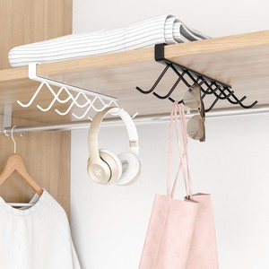 多用途免打孔置物勾铁艺挂衣架多功能排钩衣柜整理架橱柜无痕挂钩