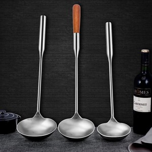 不锈钢厨师专用大炒勺商用大号长柄家用厨房马勺加长饭店炒菜勺子