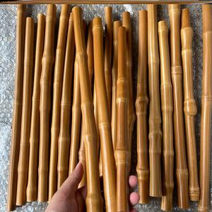 文玩实心竹根拐杖手杖教鞭玉竹老人登山杖手把件竹子异形手持多节