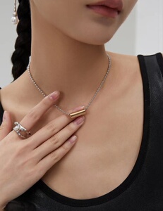 高品精致重工s925纯银项链女生镀金简单小众设计感锁骨链细脖子