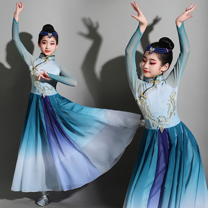 儿童蒙古演出服服族服饰女服装蒙族舞蹈服蒙古族新款蒙古舞练习裙