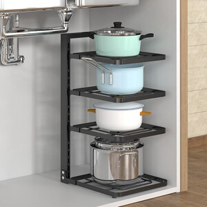 厨房灶台锅架置物架家用多层台面转角放锅具下水槽橱柜内分层收纳