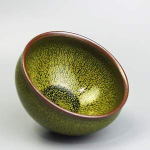 功夫陶瓷手工名师张国平建盏全绿鹧鸪斑茶盏铁胎单杯新中式