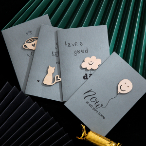 卡新年元旦创意韩国烫金贺卡原木小物diy唯美精致情人节礼物礼品空白