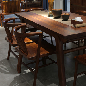 阅梨原创设计现代新中式花梨木实木家具鲸背餐桌n2006餐厅