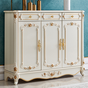 莎伦诗欧式鞋柜家用门口入户大容量玄关柜实木现代简约收纳置物柜