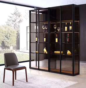 百强家具隔断柜展示柜玻璃金属环保时尚轻奢简约酒柜通透