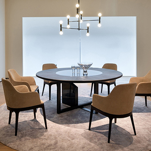 华意空间 huayi·space 餐台现代极简风格圆餐桌 餐厅小户型新款