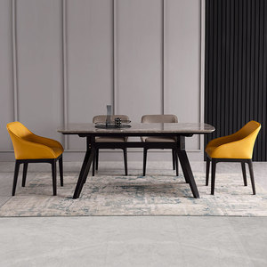 非同家居餐桌大理石深色2米餐桌亮光北欧轻奢现代简约小户型餐桌
