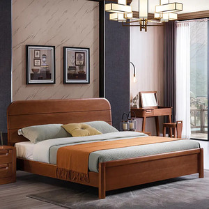 大自然实木床德国进口榉木主卧双人床1.8米家用卧室原木家具床架