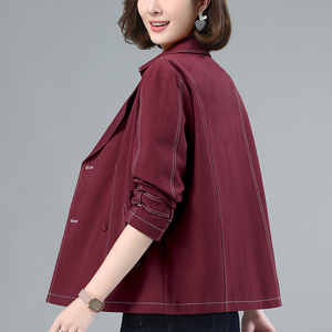 妈妈春装外套女纯棉中年女春秋短款宽松外衣2022新款春季休闲夹克