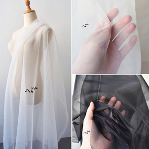高品质加厚加密欧根纱布料白色纱布婚纱礼服印花网纱透明薄纱面料
