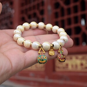 北京雍和宫香灰瓷吞金兽金珠佛珠手串香灰手持念珠网红男女款手链