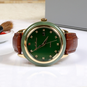 玉辉缘正品潮流新疆和田玉碧玉男士石英表时尚腕表情侣款玉石手表