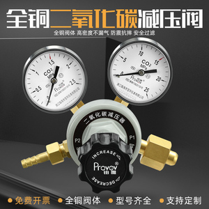 铂唯二氧化碳YQT气体钢瓶减压器CO2减压表阀全铜调压阀压力表上海