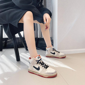 官网正品antАnike女鞋aj高帮板鞋秋冬季新款真皮加绒休闲运动鞋