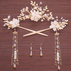 古风汉服头饰顶冠发饰套装流苏步摇发簪公主发冠古装超仙发簪配饰