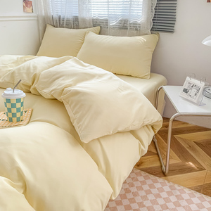 四件套北欧风ins床单被套简约纯色床品南通90单人宿舍被单三件套
