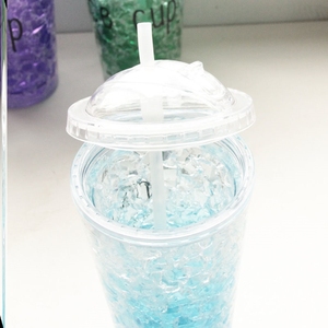 造型特别的杯子水杯冰酷杯随手杯女学生韩版制冷双层塑料吸管杯子