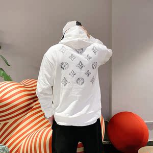 正品代购lvнck卫衣男印花连帽卫衣春秋纯棉上衣帽衫女情侣外套男