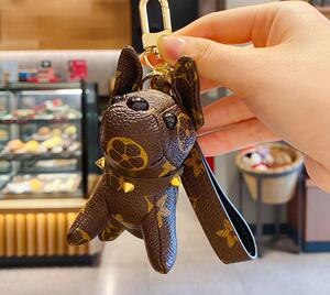 lv&gedete 法斗牛犬老花色钥匙扣汽车钥匙链挂件包包挂饰情侣礼物