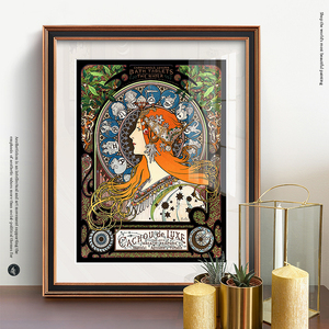 阿尔丰斯穆夏黄道十二宫挂画芯艺术美式慕夏mucha复古油画装饰画