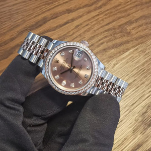 二手劳力士日志间金镶钻玫瑰金色31机械女表278381rbr五珠带