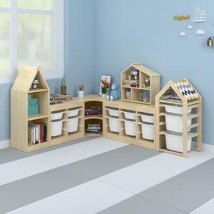 蘑菇森林儿童玩具收纳架置物柜大容量书架桌面实木简易小型绘本架