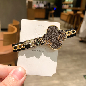 适用 lv 老花发夹复古网红鸭嘴夹边夹女简约后脑勺发卡女发圈发饰