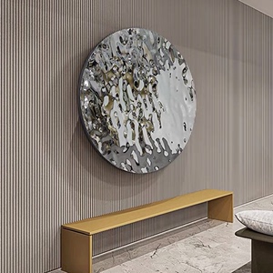 现代金属壁饰不锈钢水波浪纹圆形装饰挂件客厅酒店背景墙轻奢壁挂