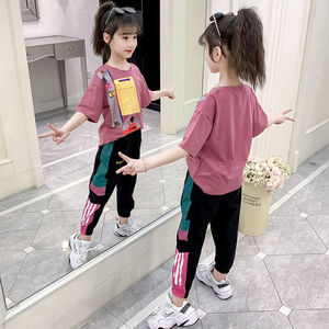 韩系女童夏装2024新款洋气儿童3-15岁女孩大童夏季短袖运动网红两