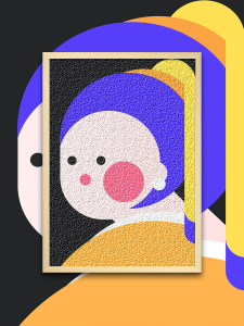 时匠 q创意名画纸浆画材料儿童手工填色油彩画动漫小尺寸填充画