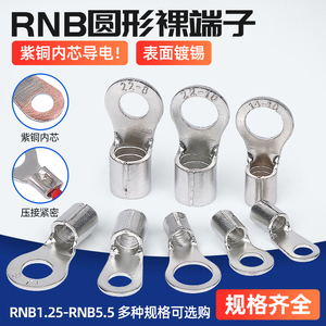 RNB1.25/2/3.5/5.5-3/4/5/6/8圆形裸端头紫铜冷压接线端子 铜线耳