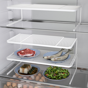 厨房冰箱隔层架橱柜分层架冰柜内部置物架侧收纳整理神器菜盘架子