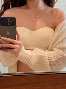 馨帮帮homedress 无痕抹胸防滑无肩带内衣女胸罩小胸聚拢两穿文胸