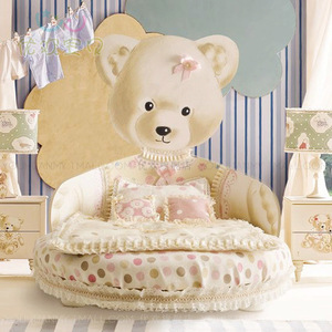 可爱公主床 圆形床 梦幻女孩床圆形少女床 欧式单人床定制 女童床