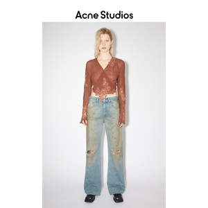 Acne Studios女士2021做旧染色中腰破洞长裤直筒脏脏裤泥染牛仔裤