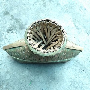 新手工竹编巴兜 鱼篓 巴娄篼装鱼笼竹制品装饰虾篓怀旧竹编舞台道