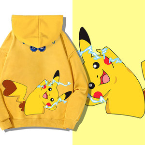比卡丘卫衣儿童秋款连帽外套男纯棉ins潮动漫神奇宝贝皮卡丘衣服