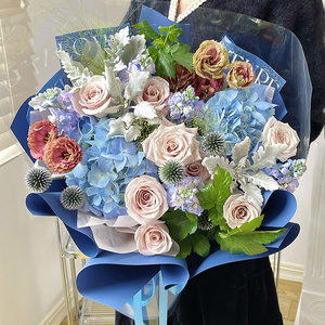 北京同城鲜花速递花店配送蓝色男士花束送男朋友生日礼物领导礼品