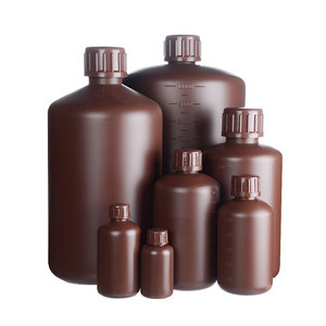 NIKKO日本进口塑料大口瓶100 200 500 1L 2L 5000ml 5L棕色广口试剂瓶 HDPE大容量瓶小口瓶瓶含内塞盖窄口瓶