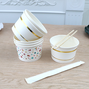 一次性纸碗儿童派对餐具筷子圆形纸质彩色家用装菜汤碗烧烤野餐盒