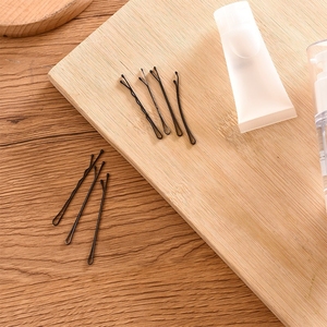 简单简约钢丝发卡刚夹子黑色发夹弧形盘发一字钢铁u型水钻一次性w