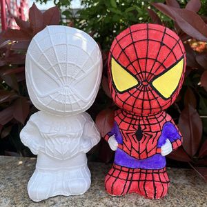 石膏娃娃颜料石膏娃娃涂色蜘蛛侠超人儿童卡通彩绘手工存钱罐白胚