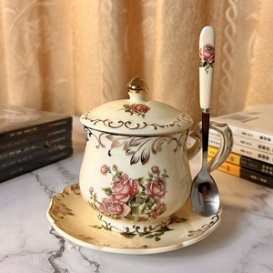 欧式咖啡杯碟勺盖子奢华高档英式花茶下午茶杯子大容量茶具宫廷风
