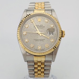 劳力士日志型系列16233 ,18k黄金精钢原镶时标钻自动机械男表