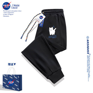 NASA联名潮牌卫裤男女秋冬季新款男士束脚裤黑色宽松运动休闲长裤