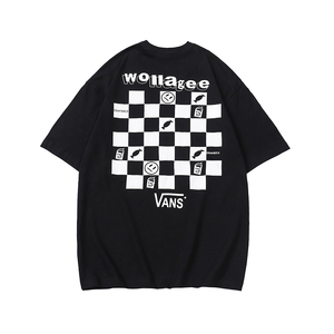 万斯vans短袖男女t恤夏季纯棉休闲印花ins潮衣服上衣宽松半袖体恤