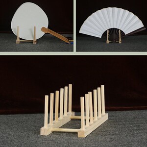 团扇架竹子托架子木制扇座中国风底座折扇扇柄古风扇子支架宫扇托